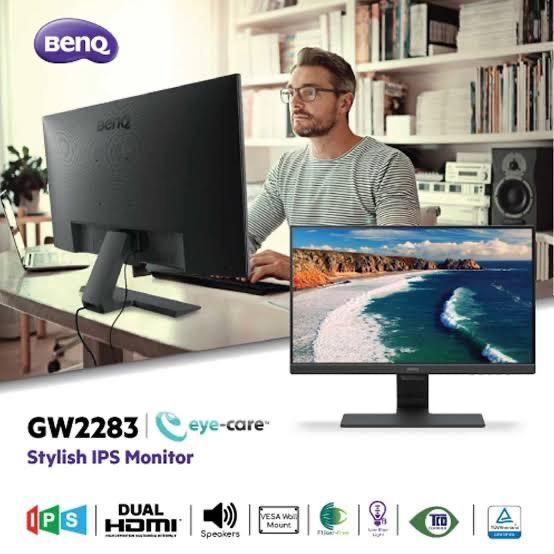 Monitor BenQ GW2283 | 54.6 (21.5-inch) LED Backlit Computer Monitor, Full HD, Borderless, IPS Monitor, Brightness Intelligence Technology, Adaptive Eye Care Technology, Dual HDMI and in-Built Speakers