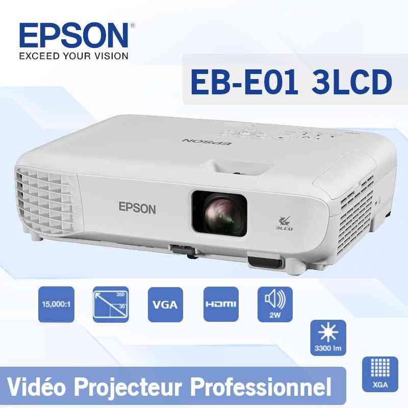 Projector Epson EB-E01 | XGA Projector, Brightness 3300lm with HDMI Port, Lamp Life 12000 Hrs, White