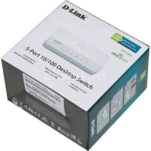 Switch D-Link DES-1005 | 5Port 10 / 100Mbps Unmanaged Switch, Connect up to eight Ethernet devices for high-speed network connections, Colour: White