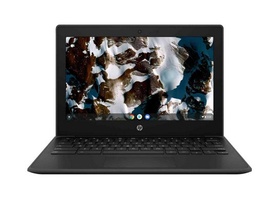 Laptop Chromebook HP 11MK G9 EE 7D2W1PC | MediaTek MT8183, 29.46 cm (11.6 in) diagonal HD IPS anti-glare WLED-backlit touchscreen, 220 nits, 50% NTSC (1366 x 768)4GB RAM, 32GB eMMC, Chrome OS, 12.50 Hour battery run time, Black