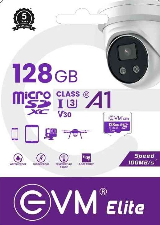 Card MicroSD EVM 128GB U3 Elite XC Class10 EETF/128GU3 | Support SD SPI Mode, Card Capacity of Non Secure & Secure Area Support, Fast Data Transfer, Compliant with the Highest Security of CPRM Standard